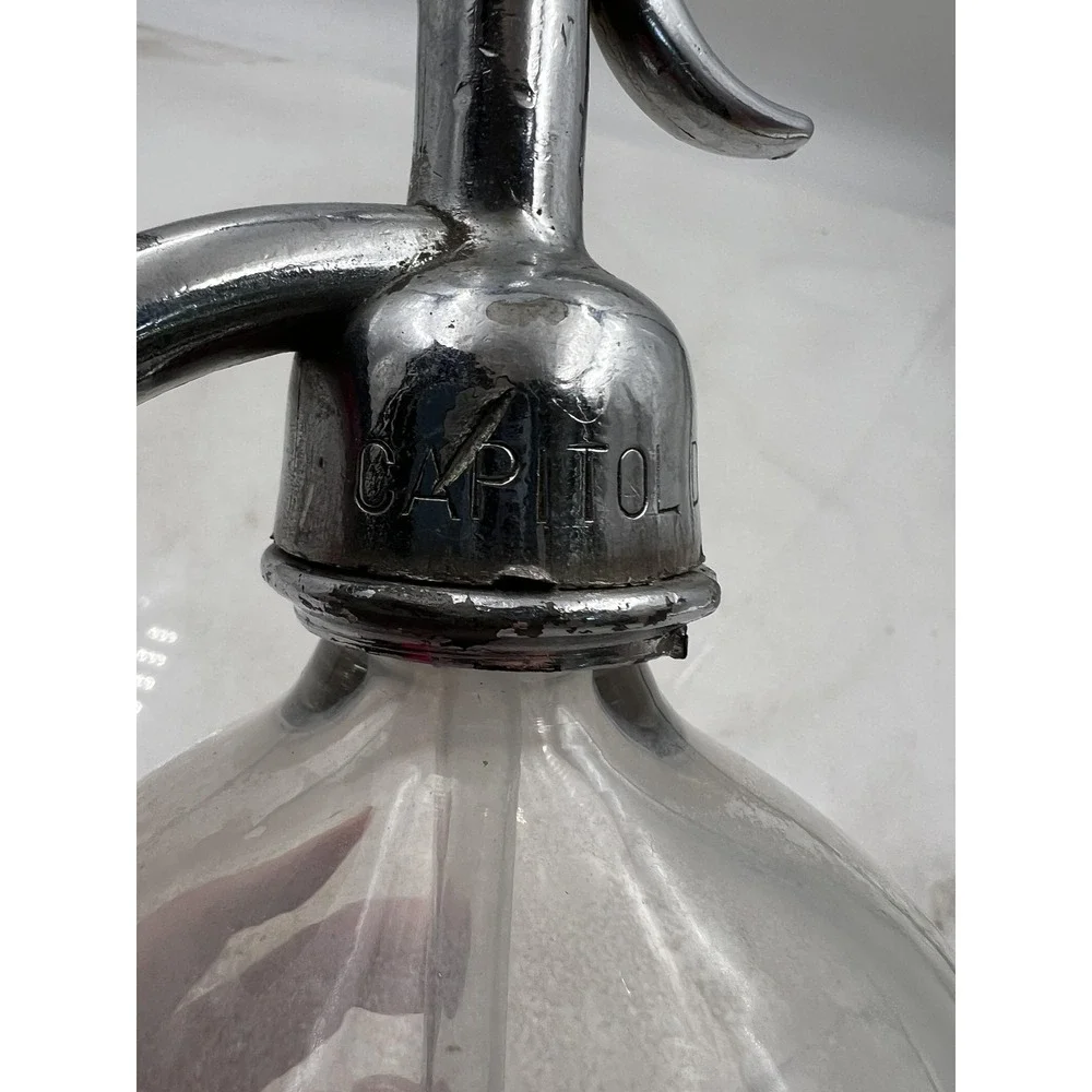 VTG Capitol District Seltzer Bottle Clear Glass Albany New York Large Dome 1920s